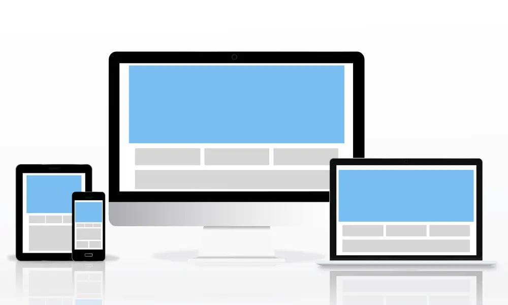 Estrutura de página web em diferentes tamanhos de tela